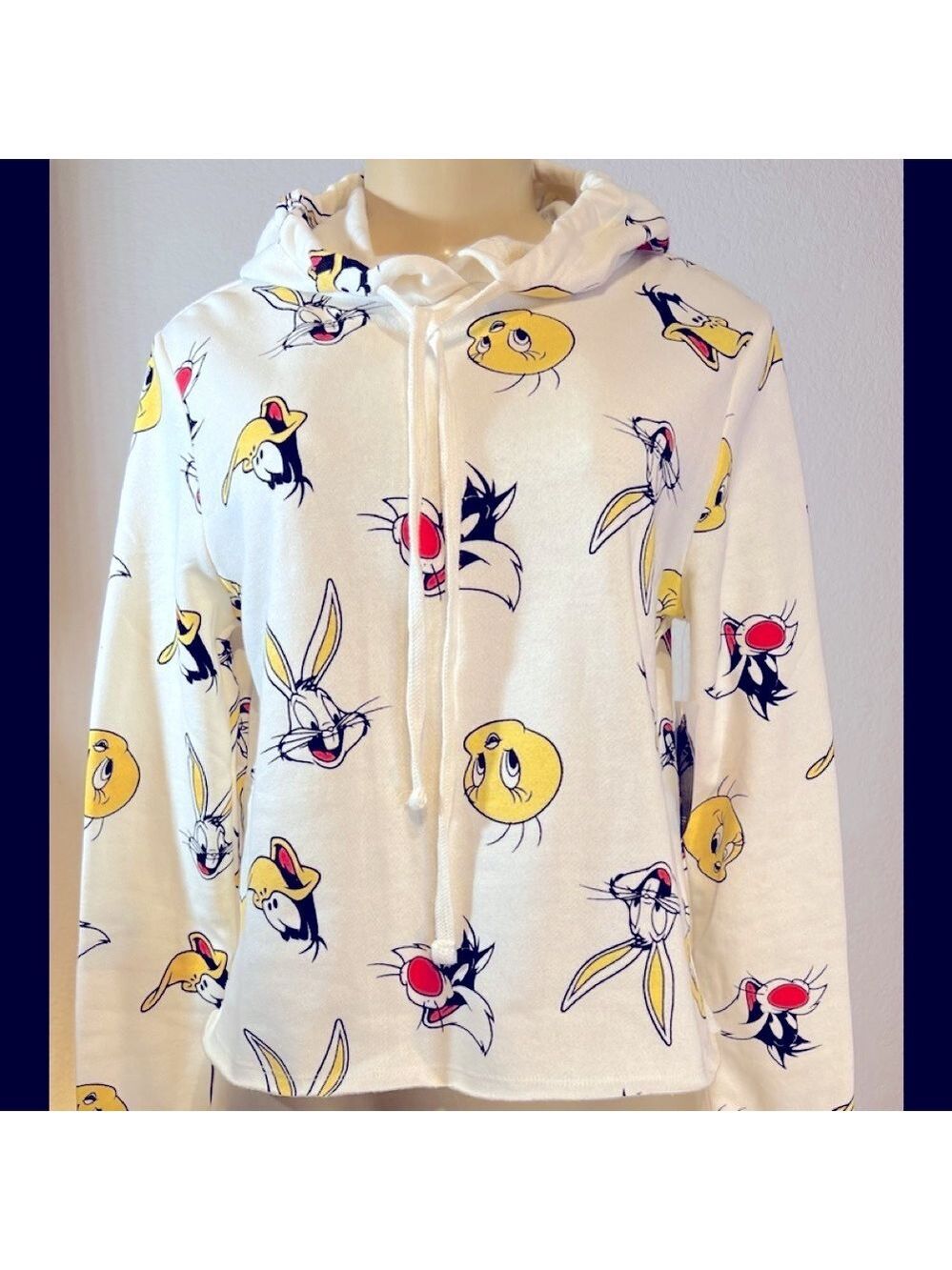 🎩🗝️ NWT LOONEY TUNES RAW EDGE Cropped Hoodie